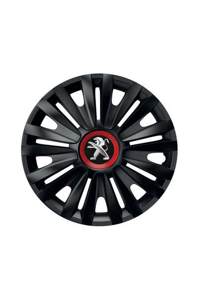 Autohelix MSA Set de 4 capace de roți negre cu inel roșu Royal R14 pentru gam...