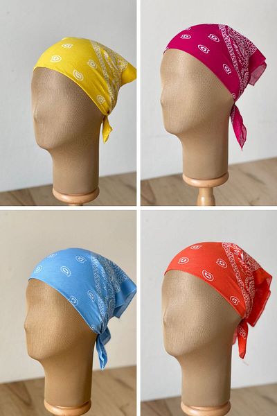 Rupen Kraft 100% Cotton Classic Pattern Unisex 4-Piece Bandana Set Colorful Bandana Ethnic Patterned a Quality Bandana