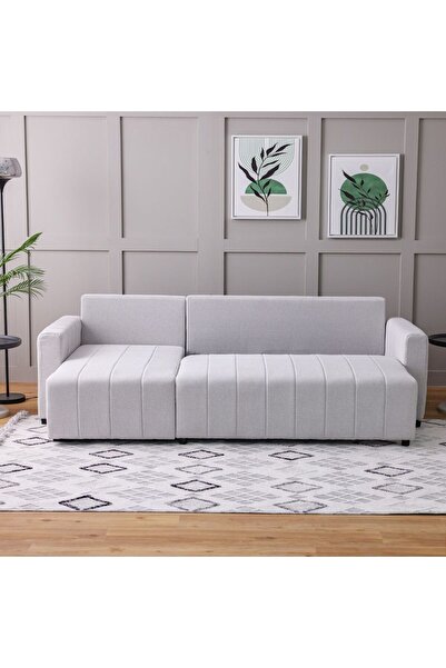 Danube Home Alcantara 4 Seater Reversible Corner Fabric Sofa Bed with Storage - Grey/Dark Grey L254xW241xH92cm