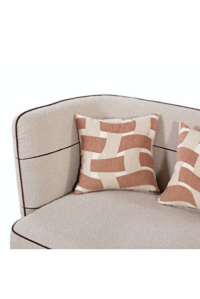 Danube Home Mikhail 7 Seater Sectional Fabric Corner Sofa with Table - Beige L370xW276xH76cm