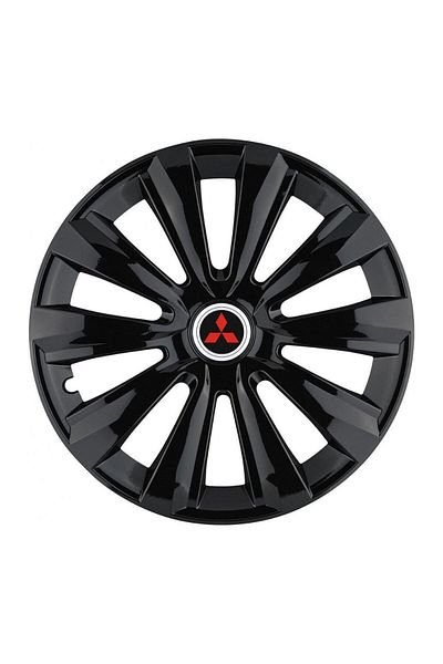 Autohelix MSA Set de 4 capace pentru roți, potrivite pentru jante R14, pentru Mitsubishi, model delta negru