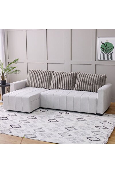 Danube Home Alcantara 4 Seater Reversible Corner Fabric Sofa Bed with Storage - Grey/Dark Grey L254xW241xH92cm