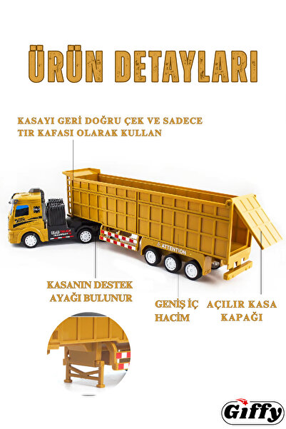 giffy Oyuncak Uzaktan Kumandalı Kamyon Kasalı Tır 41 Cm Full Fonksiyon Kasası Ayrılabilir Rc İş Makinesi
