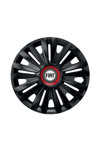 Autohelix MSA Set de 4 capace de roți negre cu inel roșu Royal R15 pentru gama Fiat