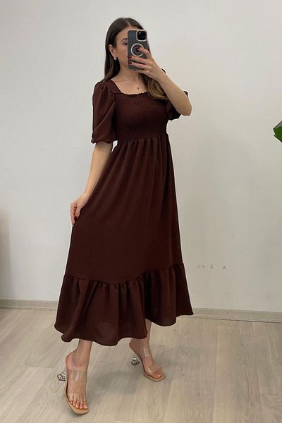 Nazline Women's Gipeli Short Sleeve Long Dress