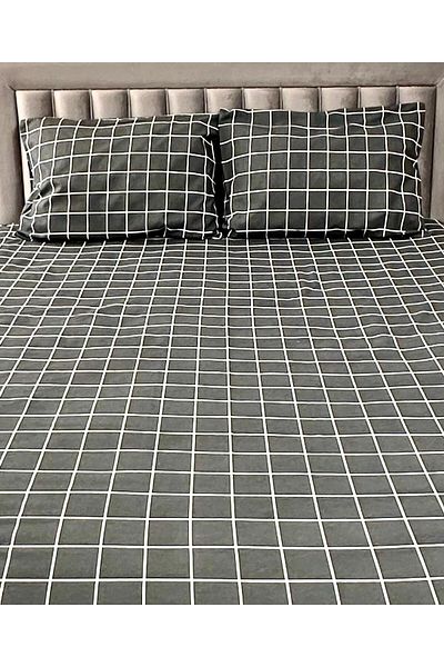 Arma Concept Double Ranforce Fabric Checkered Pattern Fitted Elastic Sheet & 2 Pillowcases