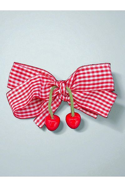 MUTENA Cherry Ribbon Clip Buckle - Bow Detailed Hanging Cherry Clip Buckle