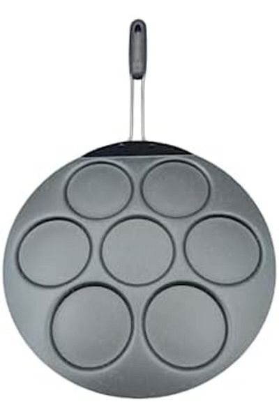 drobina Long Handle Pancake Pan by | Turkish Granite | Gray Aluminum