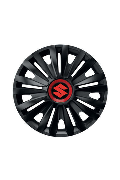 Autohelix MSA Set de 4 capace de roți negre cu inel roșu Royal R14 pentru gam...