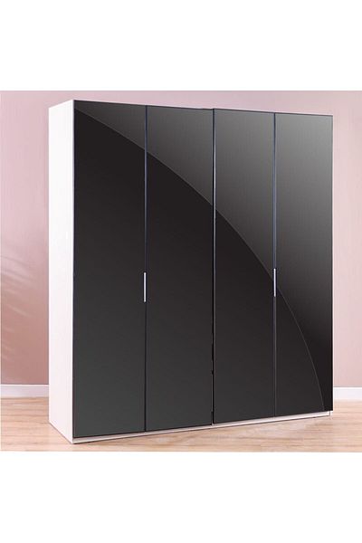 Danube Home Defne 2 Meter Wardrobe - Cream/Black L203xW61xH230cm