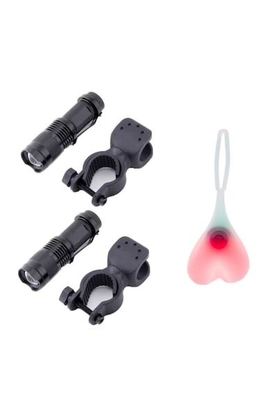 Carsons Set 3 buc, faruri față cu obiectiv zoom, bile spate cu LED stop, 3 moduri de iluminare, negru