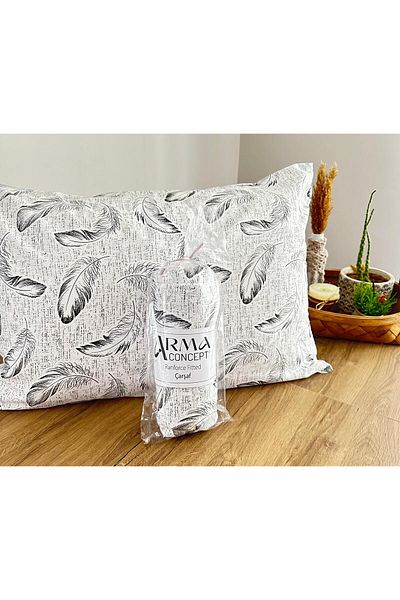 Arma Concept Single Ranforce Fabric Feather Pattern Fitted Elastic Sheet & 1 Pillow Case