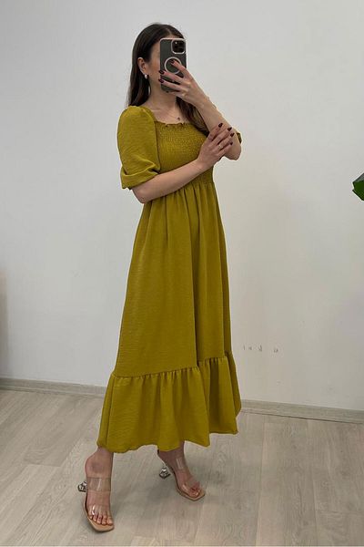 Nazline Women's Gipeli Short Sleeve Long Dress