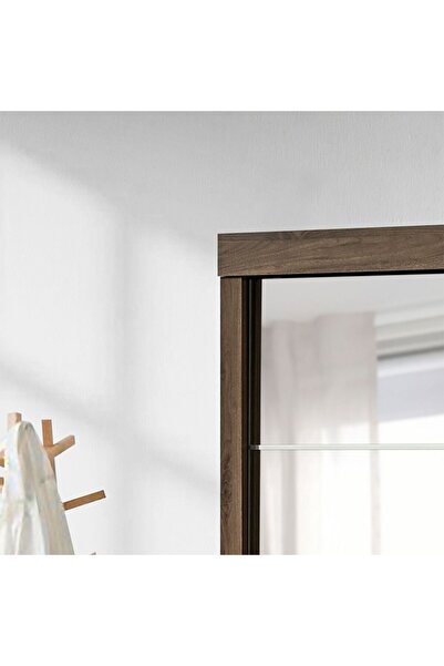 Danube Home Supreme 2Door Large Sliding Door Wardrobe W/Mirrors-Light Walnut L204xW57.5xH210cm