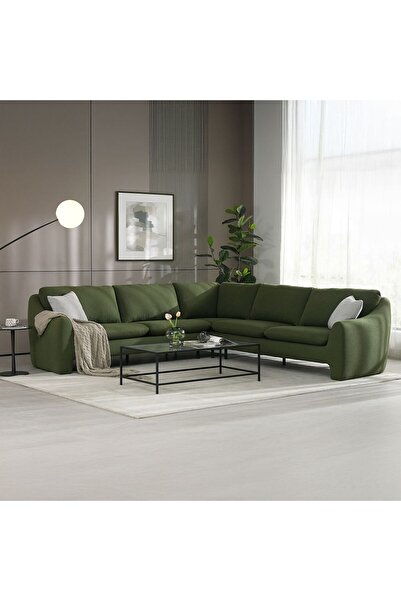 Danube Home أريكة زاوية صيفية من القماش - أخضر صيفي، الطول ٢٩٧ سم × العرض ٢٩٧...