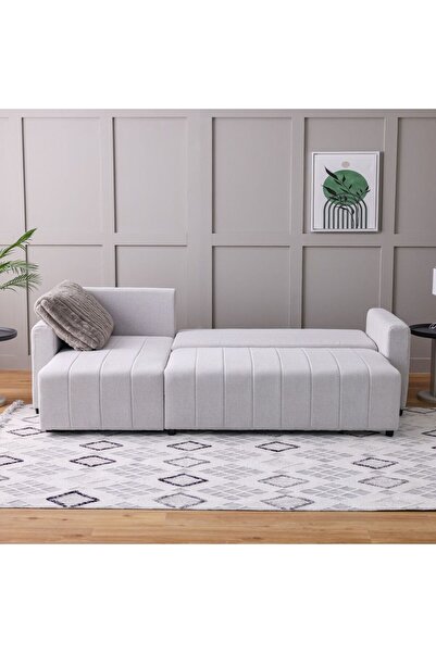 Danube Home Alcantara 4 Seater Reversible Corner Fabric Sofa Bed with Storage - Grey/Dark Grey L254xW241xH92cm