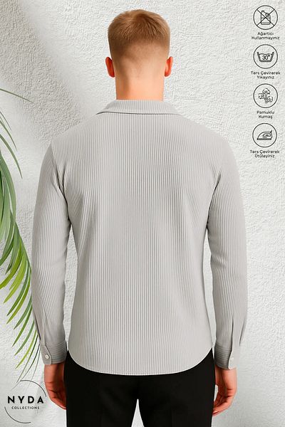 Nyda Collections Ανδρικό Οθωμανικό ύφασμα Lycra Εποχιακό μακρυμάνικο πουκάμισο