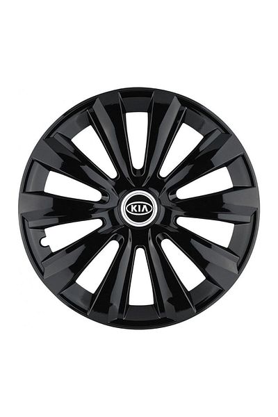 Autohelix MSA Set de 4 capace pentru roți, compatibile cu jante R14, pentru Kia, model delta negru