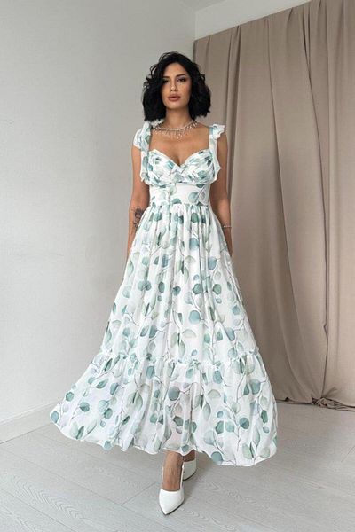 modamtn Green Chiffon Draped Dress