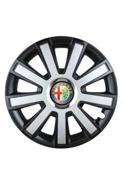 Autohelix MSA Set de 4 capace de jantă argintii/negre cu inel cromat R16 pent...