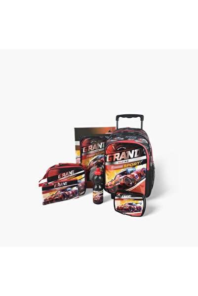 Royal Falcon 5-Piece Racing Print 16-inch Trolley Backpack Set - 45x31x17 cms