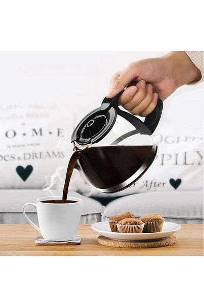 DLC D LC Coffee Machine Jug, Carafes, Coffee Machine Pot Replacement, 1200ml Capacity, Black