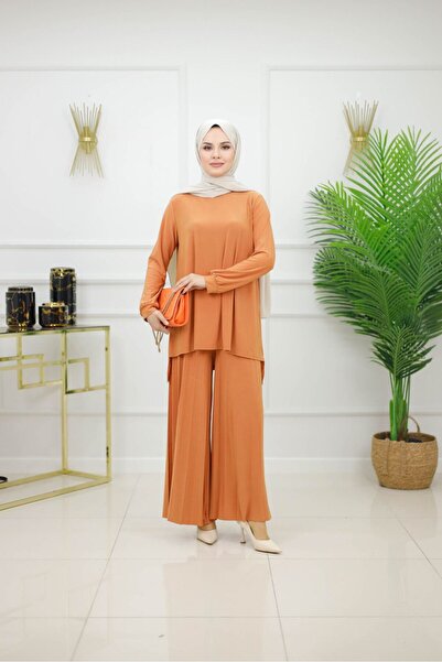 VALENS BOUTİQUE Wide Leg Pants and Blouse Two-Piece Hijab Set Efnan