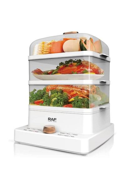 raf Electric Food Steamer 1200W – 3-Tier 12L Stackable Baskets with Auto Shutoff & Anti-Dry Protection
