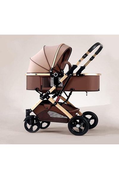 Mini Baby Foldable Baby Strollers, 2 in 1 Baby Stroller, Reversible, Adjustable Canopy (Color: Brown)