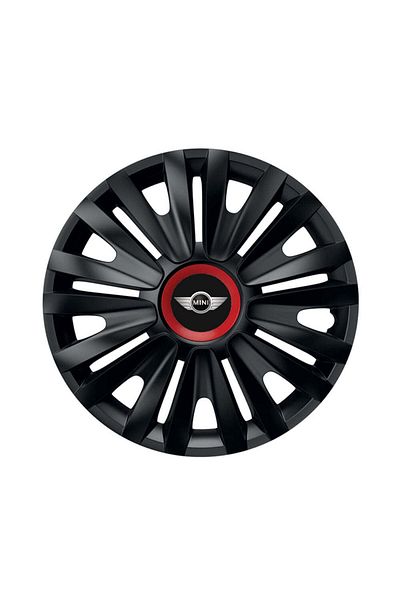Autohelix MSA Set de 4 capace de roți negre cu inel roșu Royal R14 pentru gama de mașini Mini