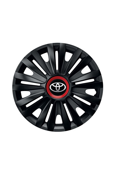 Autohelix MSA Set de 4 capace de roți negre cu inel roșu Royal R15 pentru gam...