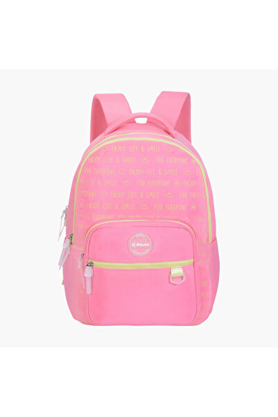 Pause Printed Backpack with Adjustable Straps and Zip Closure - 6x12x21 cms