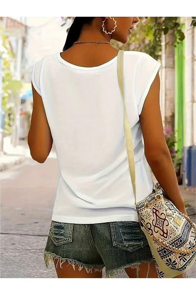 FUFLUNS Beach Printed Women's Oversize Sleeveless T-Shirt