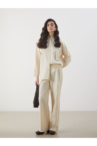 LC Waikiki Vlastite brendirane nove sezonale široke ženske pantalone sa elast...