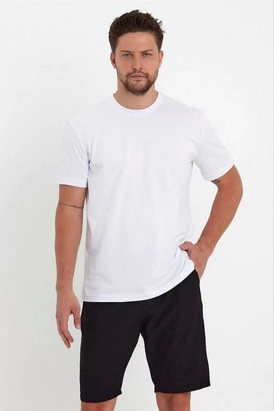 SuQ Men's 24/1 Plain A Quality Oversize T-shirt - White