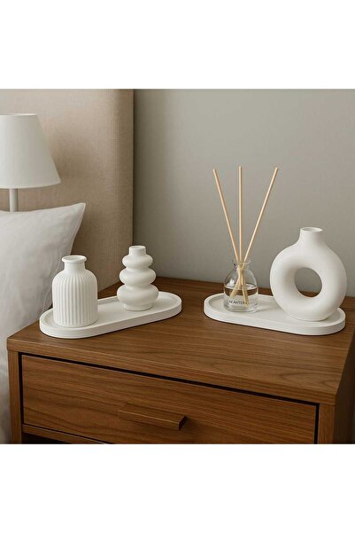 VANTES Dekoratif Fırsat Seti -Bohem Halkalı Oda Kokusu Vazolu Set