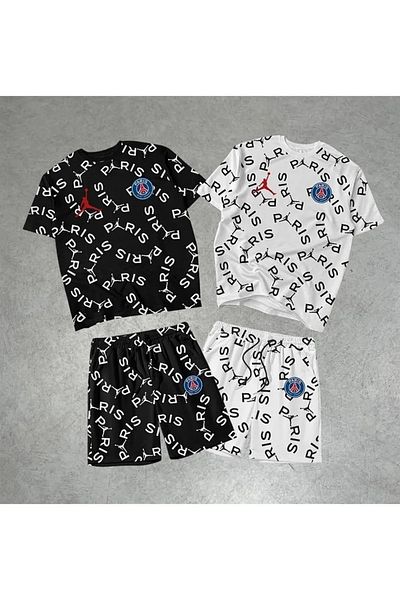SuQ Men's Printed Double Shorts Set - Black