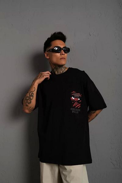 SuQ Men's Back Printed A Quality Oversize T-shirt - Black
