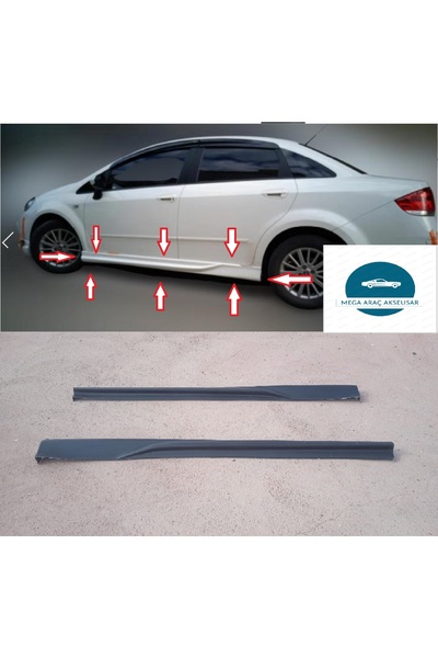 Mega Araç Aksesuar Fiat Linea Marşpiyel Takımı Fiberclass Boyasız Ham Siyah