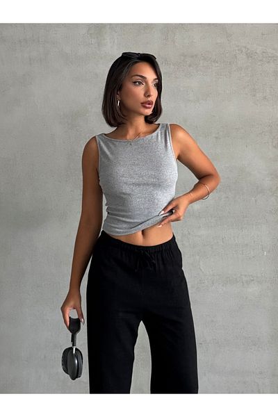 The Base Γυναικείο γκρι ριχταράκι με λαιμόκοψη BOATNECK TOP