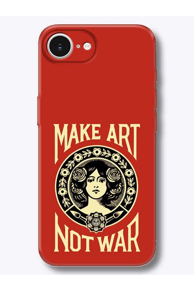 frondcase iPhone 16E Make Art Not War Red Phone Case