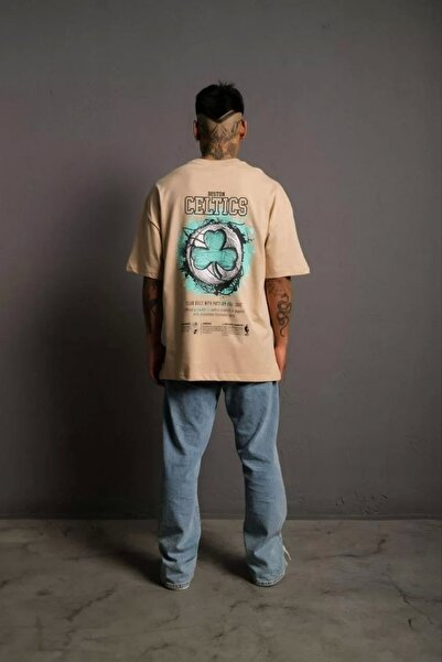 SuQ Men's Back Printed T-Shirt - Beige