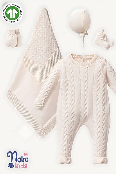 Naka Concept Gots Certified 100% Organic Cotton Baby Boy 5 Piece Knitwear Hospital Release Set
