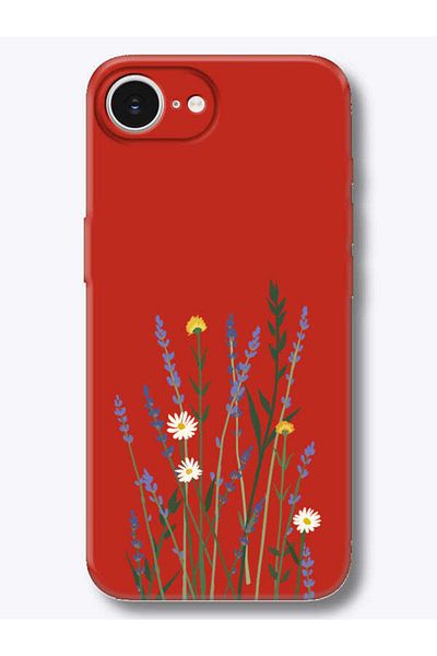 frondcase iPhone 16E Lavender Patterned Red Phone Case
