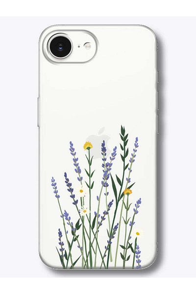 frondcase حافظة هاتف شفافة منقوشة باللون اللافندر لهاتف iPhone 16e