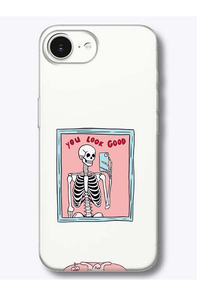 frondcase حافظة هاتف شفافة لهاتف iPhone 16e You Look Good Skeleton