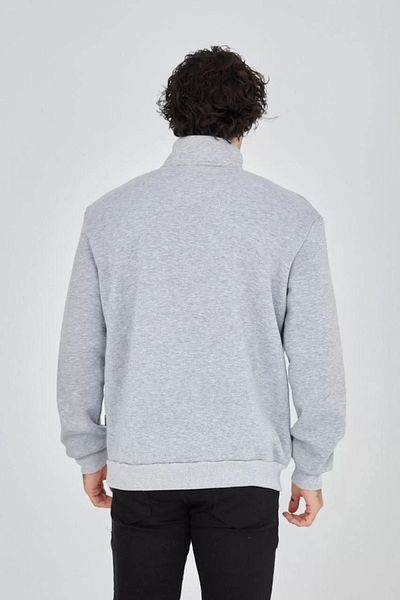 SuQ Men's Half Zipper Printed Sweat - Gray