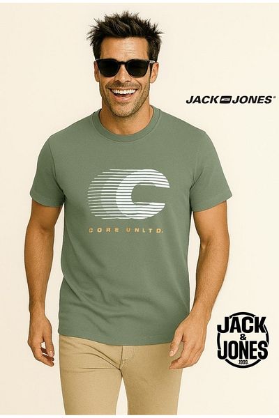 Jack & Jones J&J Men's Logo Printed T-Shirt Green