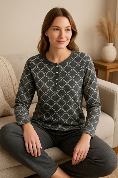 Nena Comfortable and Stylish 100% Cotton Patterned Women's Pajama Set