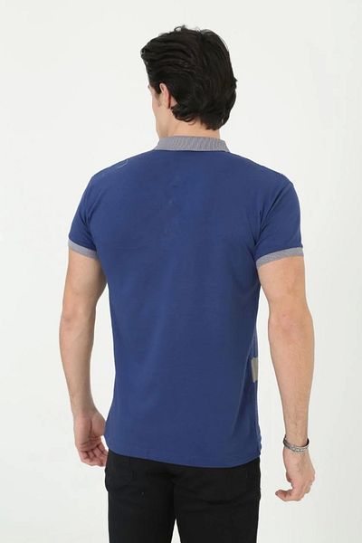 SuQ Men's Collared Slim Fit Printed T-Shirt - Blue
